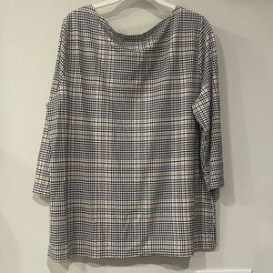 Houndstooth Boatneck 3/4 Sleeve Top